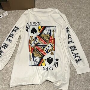 Calvin Klein White Queen of Spades Long Sleeve Shirt